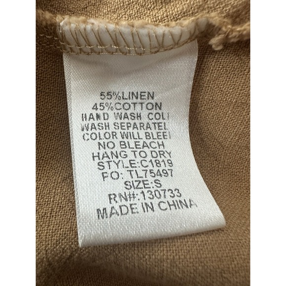 Umgee Top Women's Small Camel Linen Blend Short Sleeve Oversized Classic Beach - Picture 5 of 10